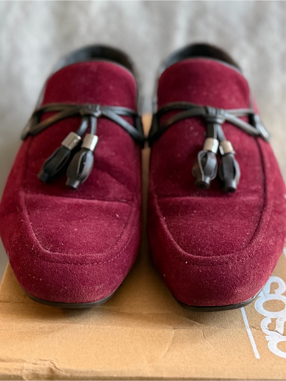 Men's Asos Burgundy Suede Tassel Loafers
